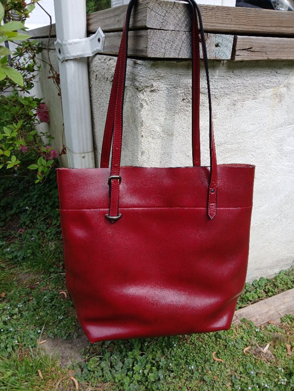 s-zone red leather bag